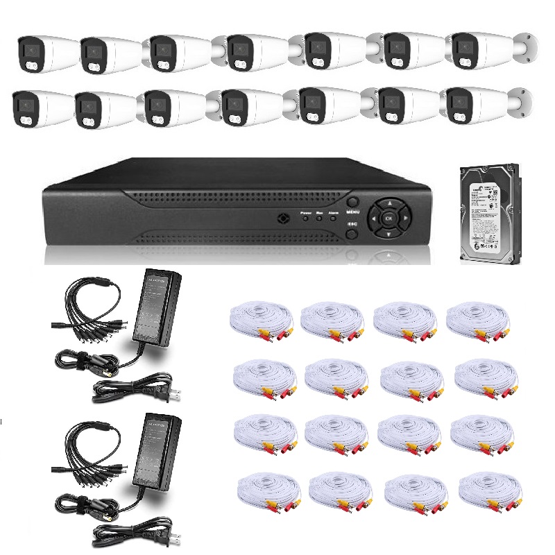 KIT CCTV de 16 cámaras ULTRAHD-5MP completo con cables mixtos y disco duro