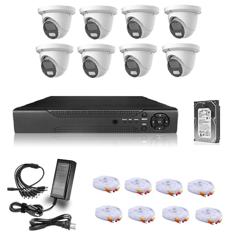 KIT CCTV de 8 cámaras ULTRAHD-5MP completo con cables mixtos y disco duro