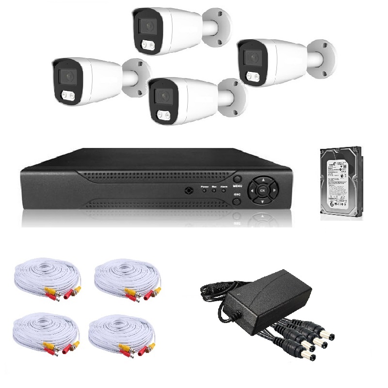 KIT CCTV de 4 cámaras ULTRAHD-5MP completo con cables mixtos y disco duro